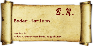 Bader Mariann névjegykártya
