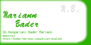 mariann bader business card